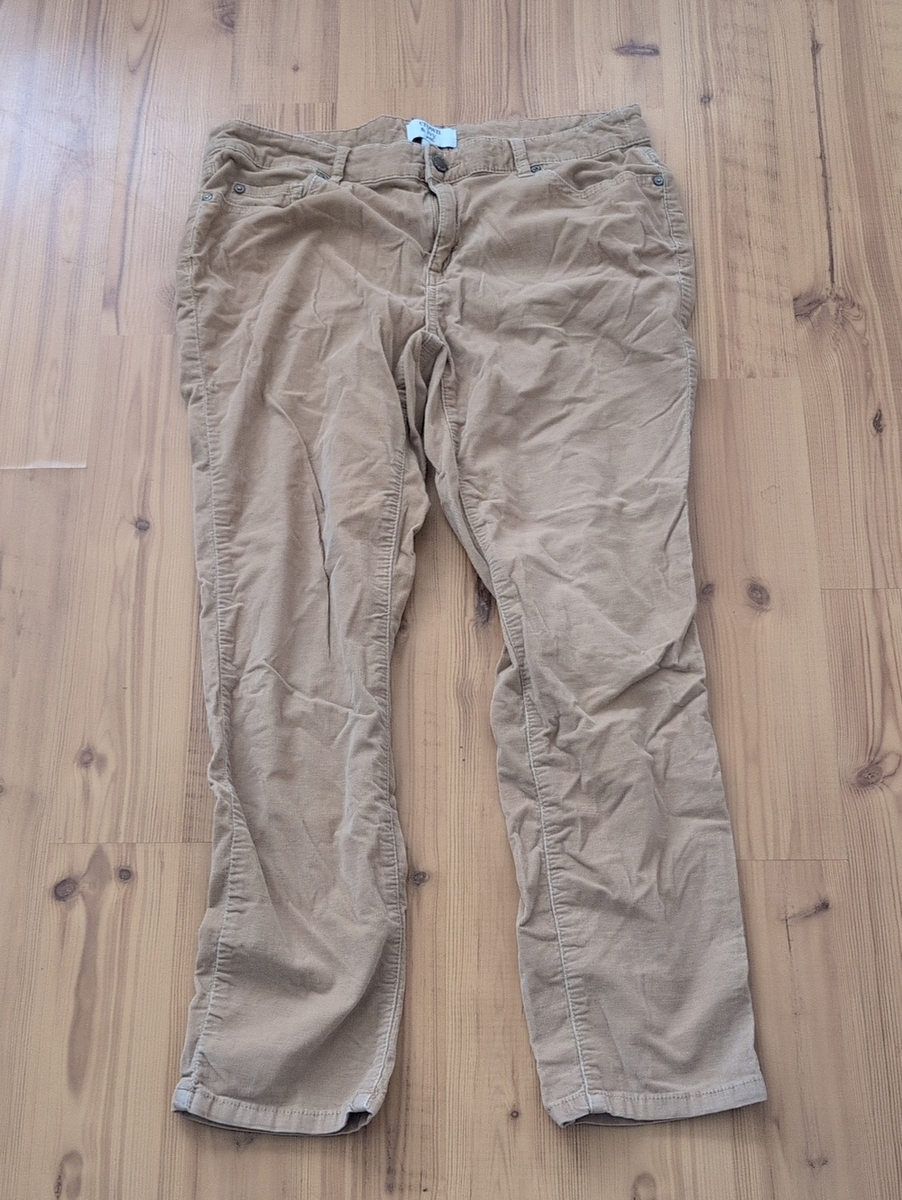 crown & ivy Women's Tan Straight-Leg Corduroy Pants